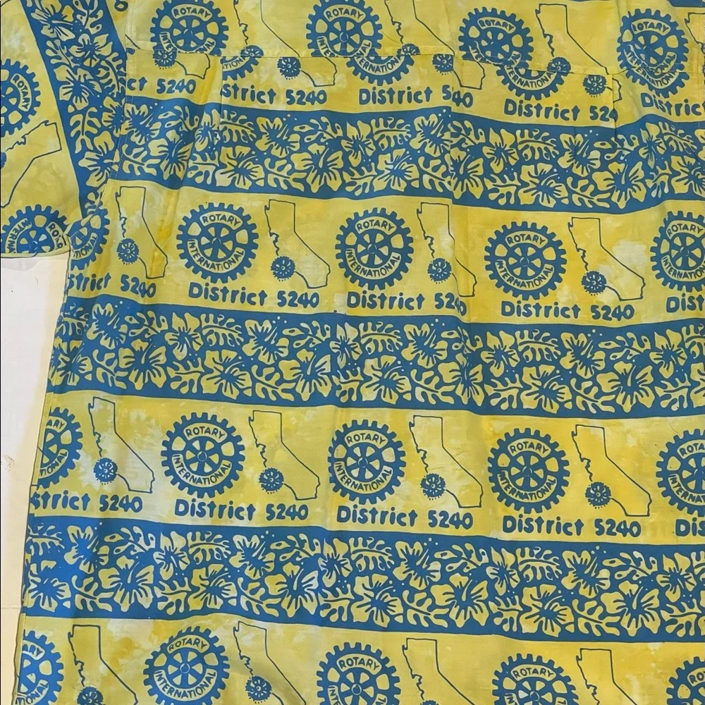 Rum reggae button up‎ shirt mens XL blue/yellow